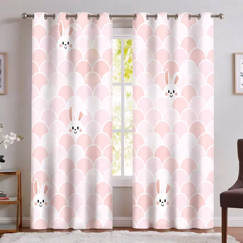 پرده پانچی فانتزی اتاق نوزاد طرح خرگوش CS-1091