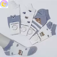 جوراب مچی طرح تدی رنگ آبی در چهار طرح