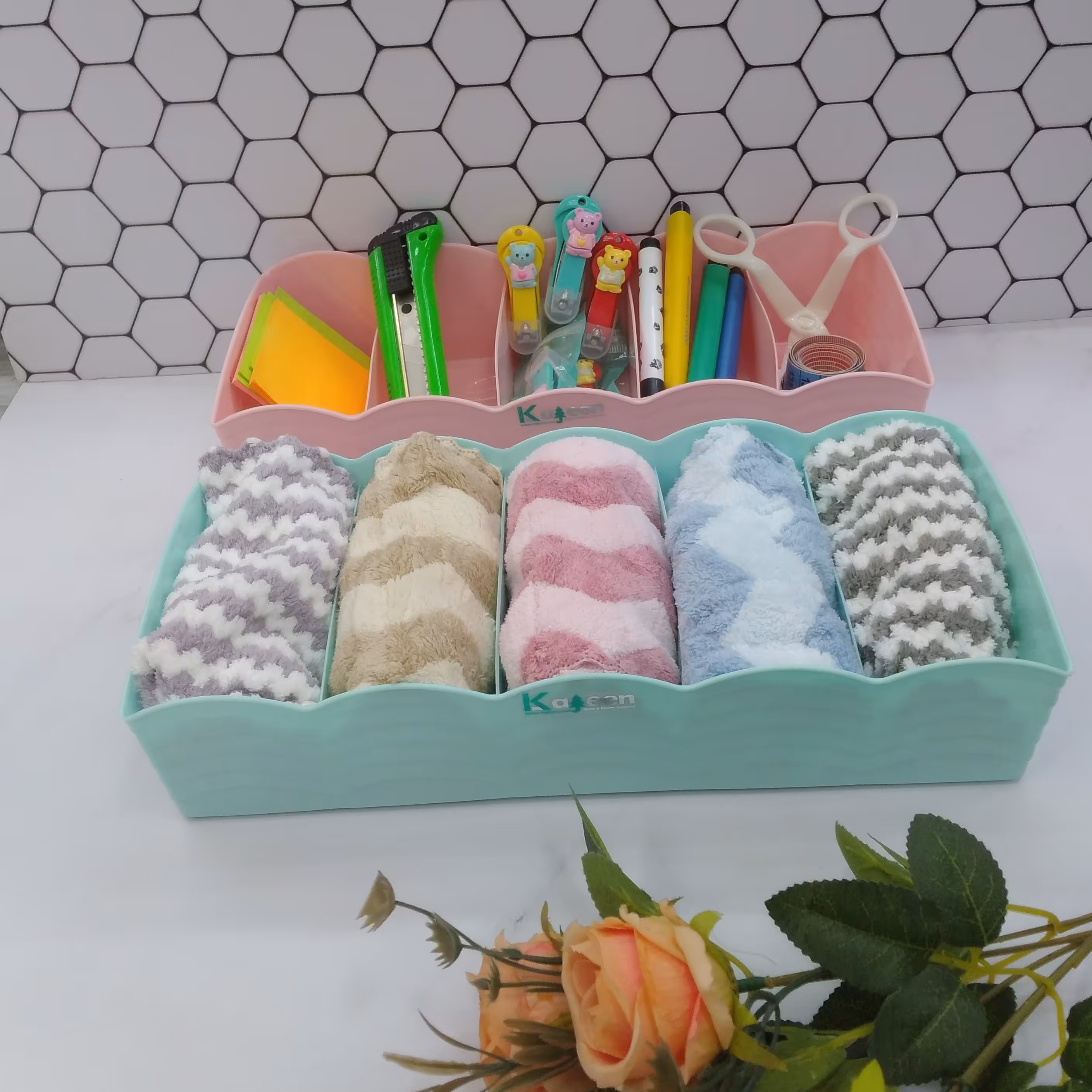 تقسیم کننده و نظم دهنده کشو 5 خانه مناسب جاجورابی و جای لباس زیر 