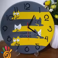 ساعت دیوارکوب سفالی گربه