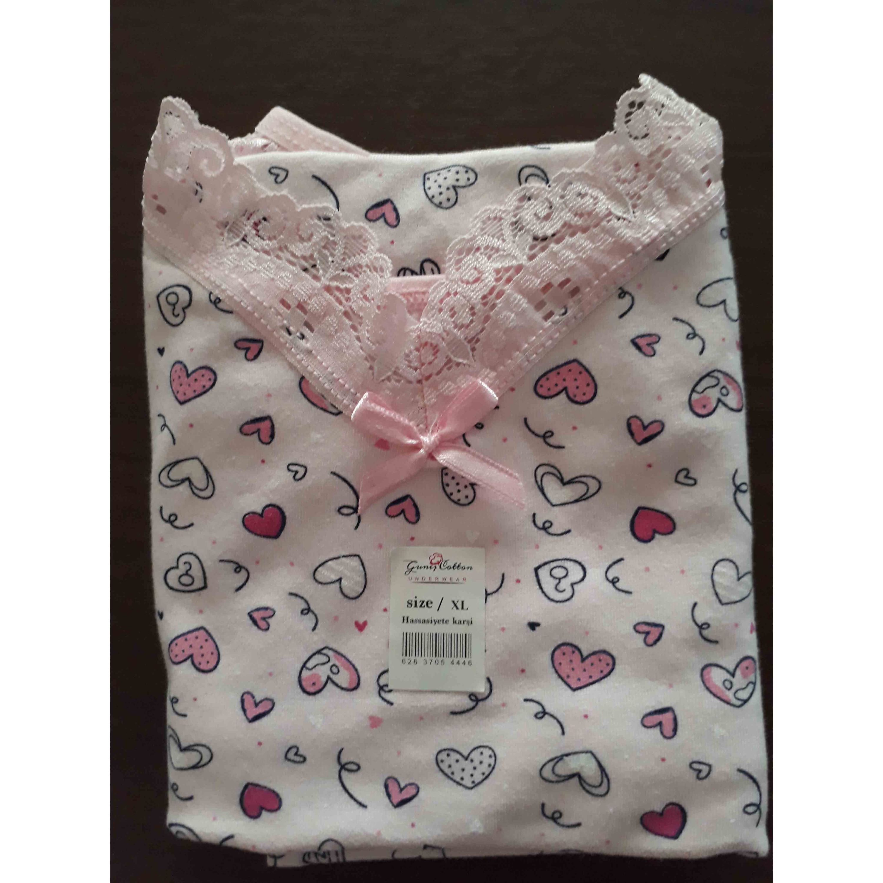 تاپ ترک طرح قلب رنگ صورتی سایز XL