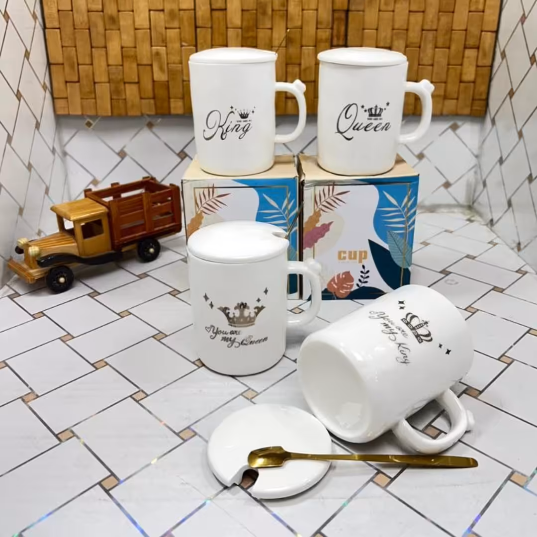  ماگ سرامیکی قاشق دار  درب سرامیکی 