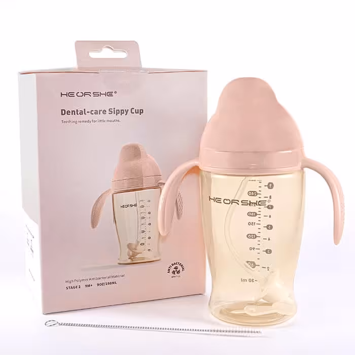 لیوان ضد چکه و ضد نفخ آبمیوه خوری 280 میل هی اور شی heorshe صورتی