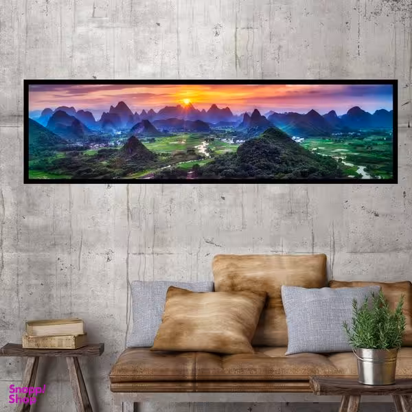 تابلو بکلیت طرح منظره غروب آفتاب مدل کشیده B-7615