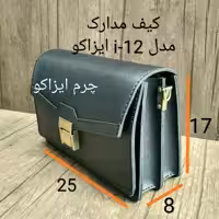 کیف مدارک ایزاکو چرم گاوی مشکی دستدوز مدل i-12 