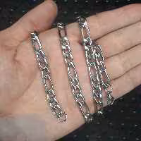 زنجیر استیل کارتیر طرح  فیگارو با ضخامت 7 میل و طول 60 cmرنگ کاملا ثابت