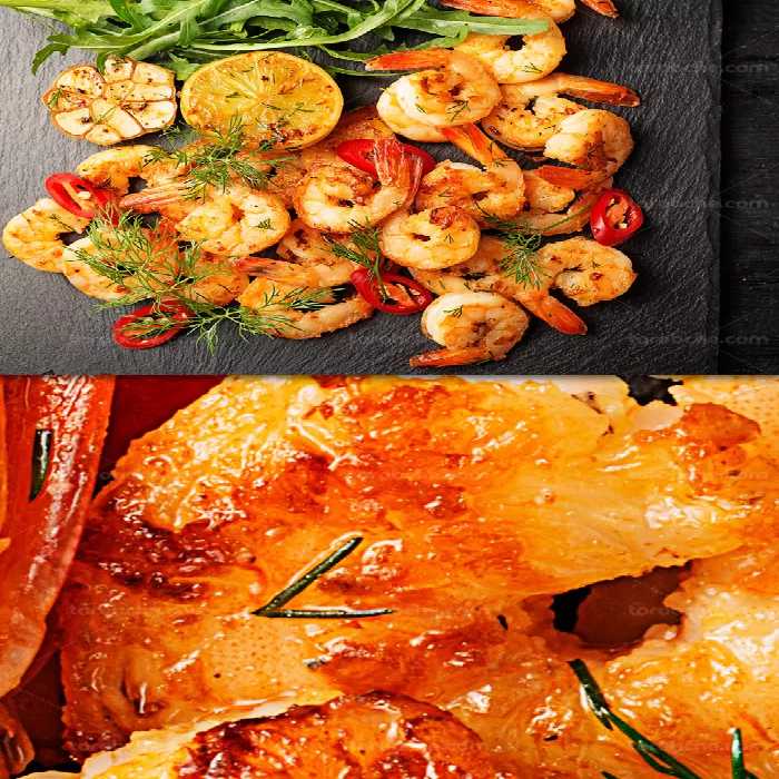 عکس با کیفیت خوراک میگوی سرخ شده | گرافیک با طعم تربچه