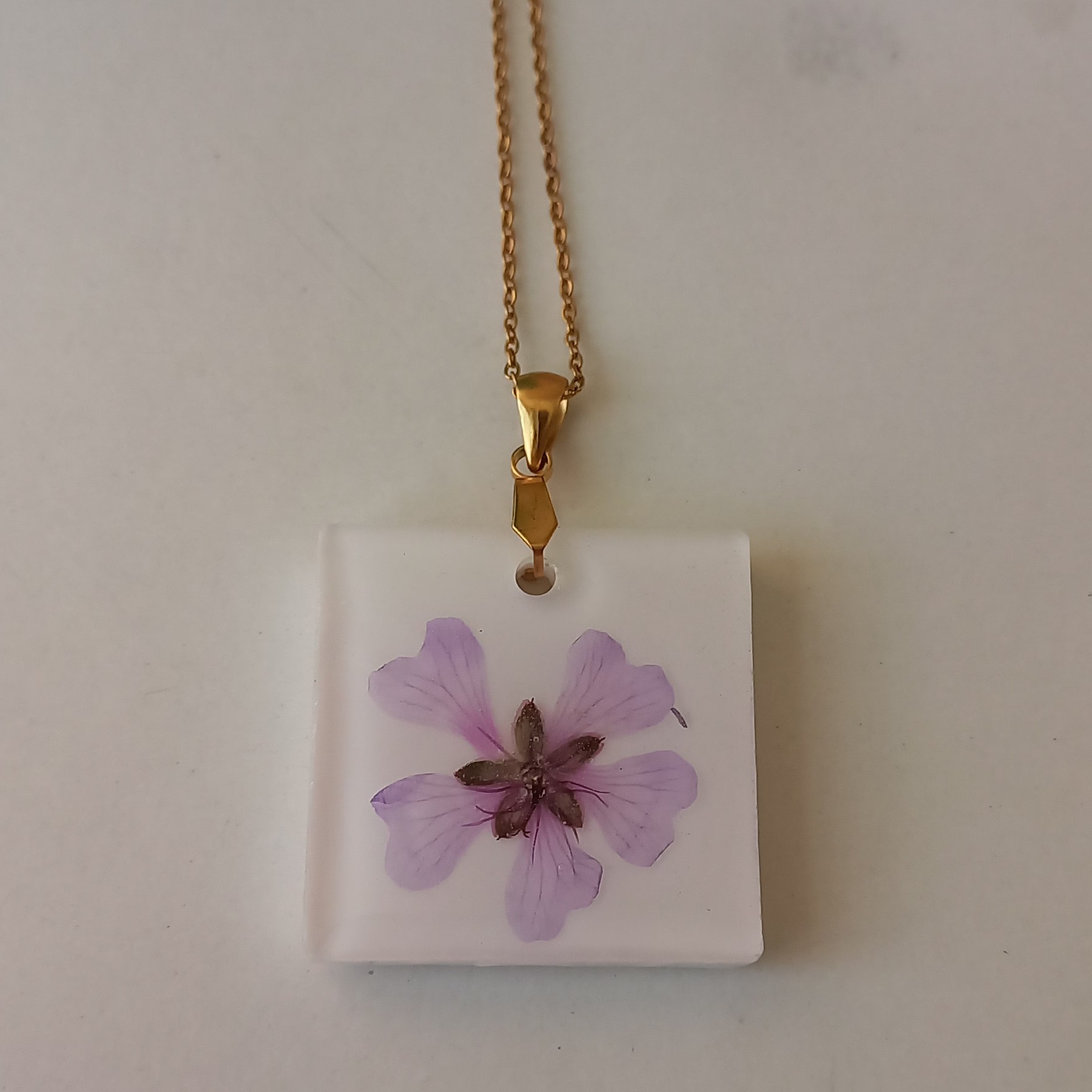 گردنبند بدون فریم با گل خشک طبیعی تهیه شده از رزین مرغوب 