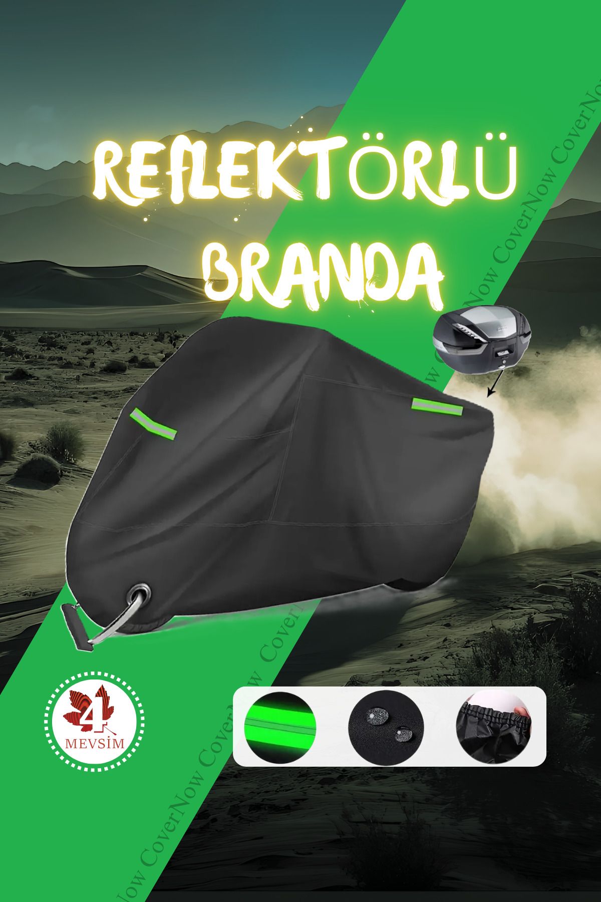 چادر موتورسیکلت مشکی YAMAHA X MAX 250 ABS BAR BAG GREEN بازتابنده AH AutoEN