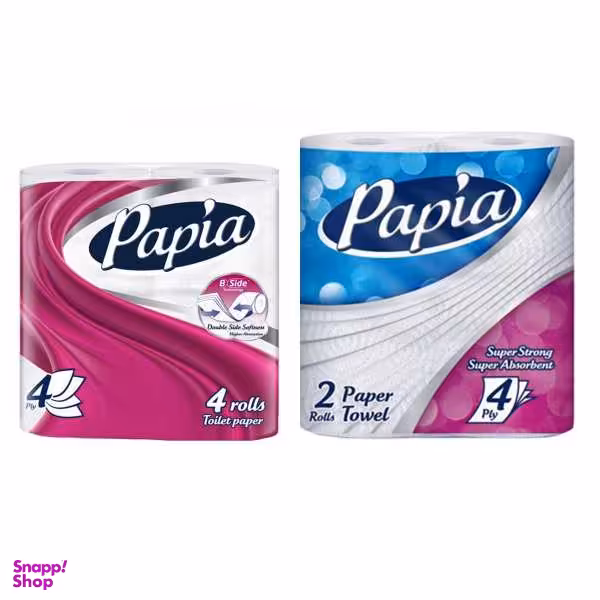 دستمال کاغذی حوله ای و دستمال توالت پاپیا مدل T4_H2 مجموعه 6 عددی