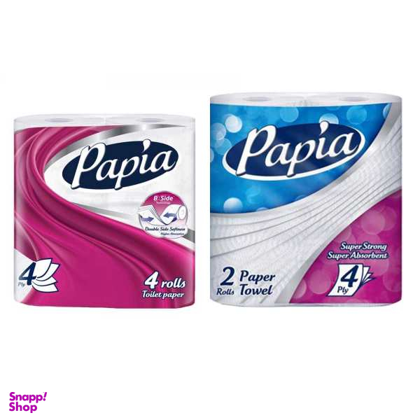 دستمال کاغذی حوله ای و دستمال توالت پاپیا مدل T4_H2 مجموعه 6 عددی