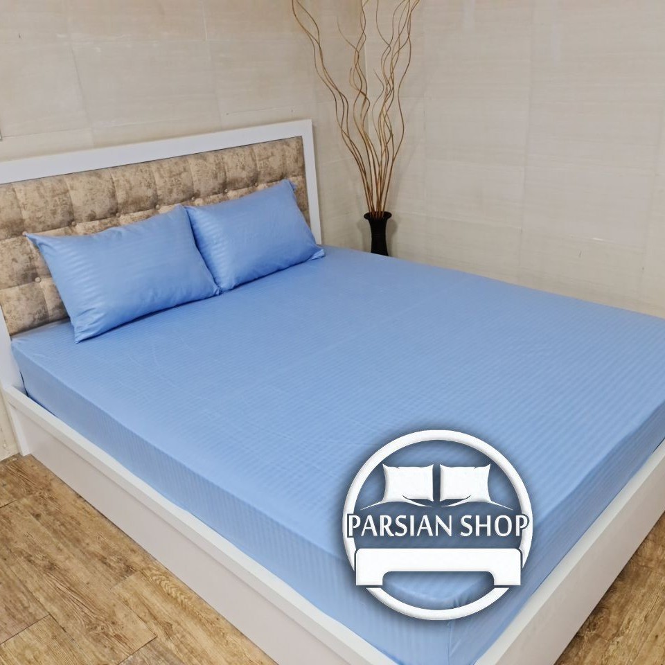 نیم ست ملحفه کشدار خوشخواب  هتلی آبی پاستیلی 1 نفره 2 تکه