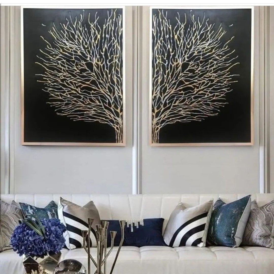 تابلو قرینه درخت برجسته مدرن دکوری