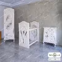 سروویس خواب نوزادی رنگ سفید مونیکا کد 3 | خرید از باروس