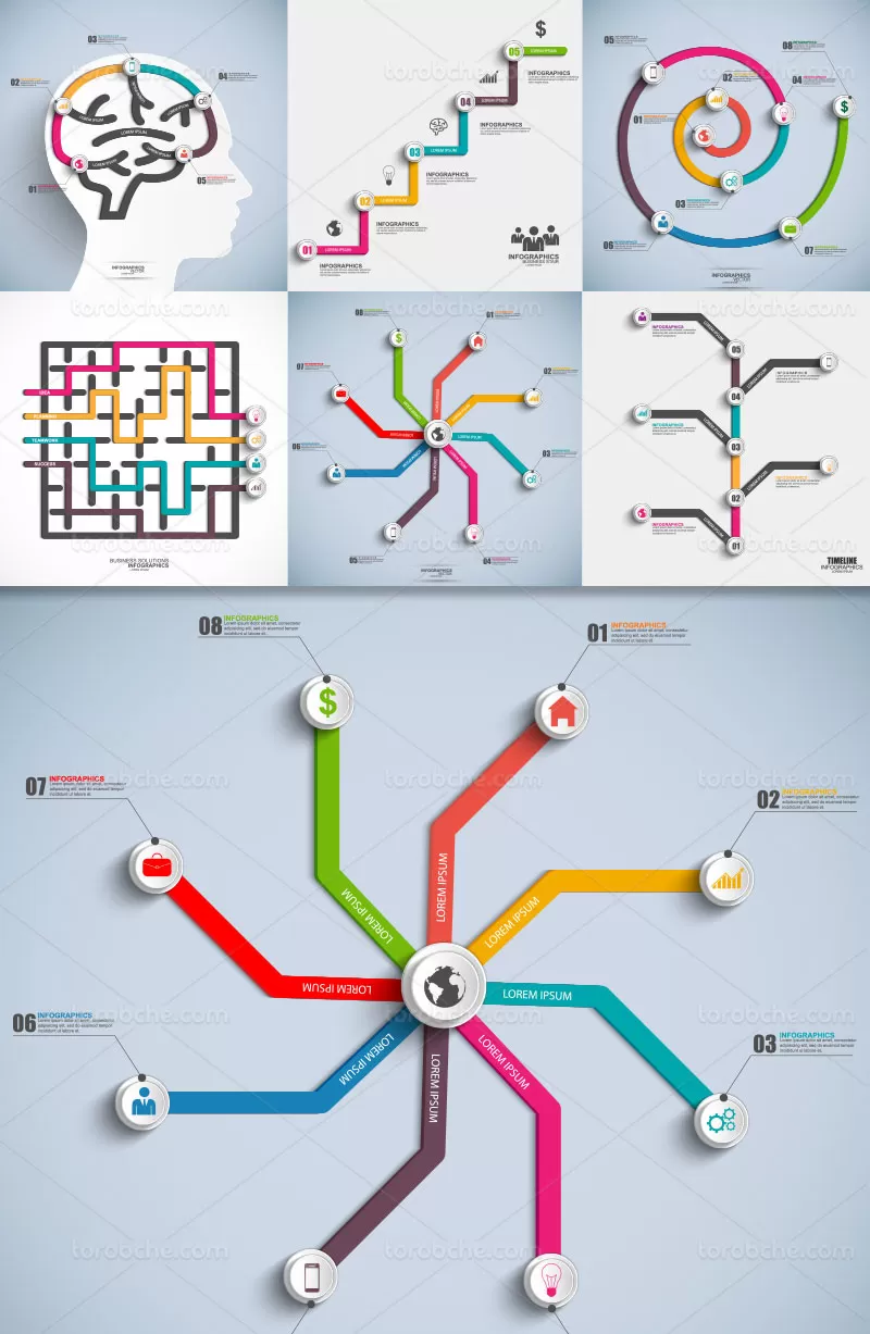 وکتور انواع اینفوگرافیک خلاقانه | گرافیک با طعم تربچه