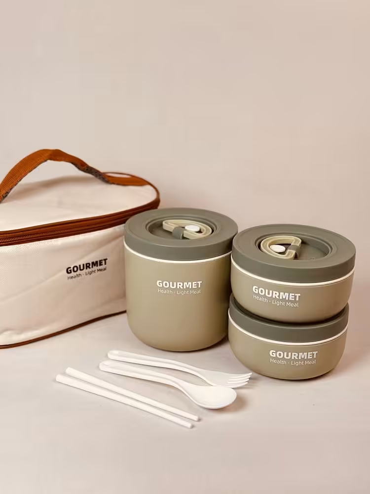 ظرف غذا سه عددی داخل استیل کیف دار کد002129