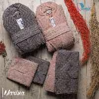 حوله ست دو نفره مارینا رنگ سنگی و کالباسی