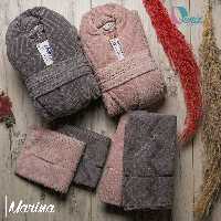 حوله ست دو نفره مارینا رنگ سنگی و کالباسی