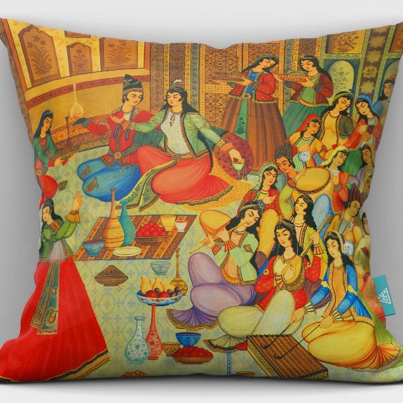 کاور کوسن مخمل 40x40 طرح بزم ایرانی کد 2 آرت مان