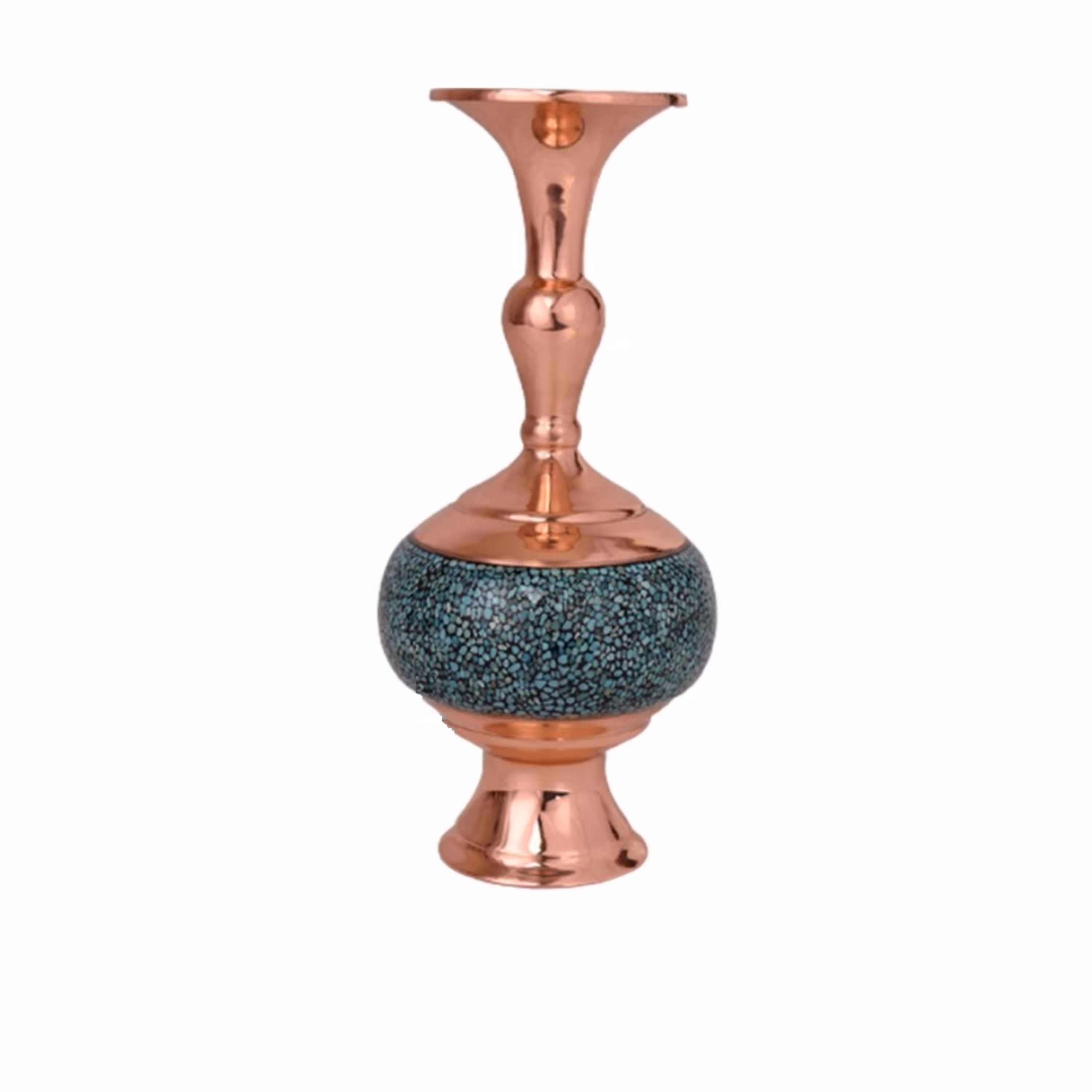 گلدان  فیروزه کوبی تنه گرد  با کیفیت  سایز  17سانتیمتری