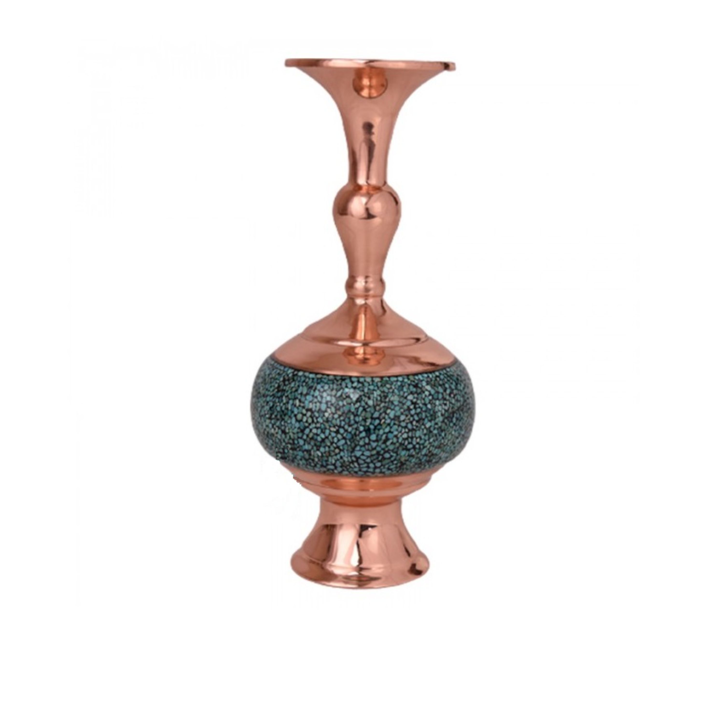 گلدان  فیروزه کوبی تنه گرد  با کیفیت  سایز  17سانتیمتری