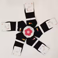 جوراب مچی مشکی گلدوزی زنانه و دخترانه