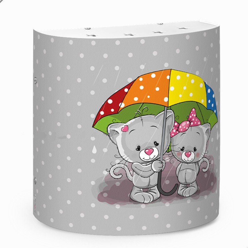 چراغ دیواری کودک طرح گربه دختر و پسر کد 8922