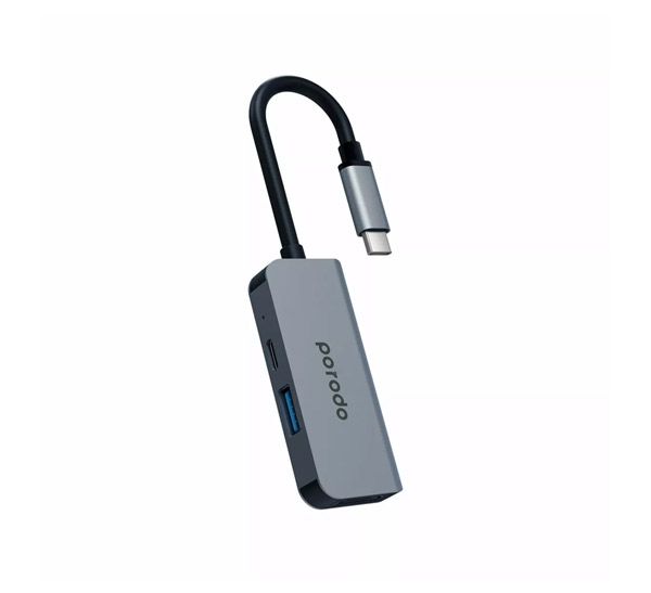 هاب 3 در 1 USB-C پرودو مدل PD-4K31C-GY