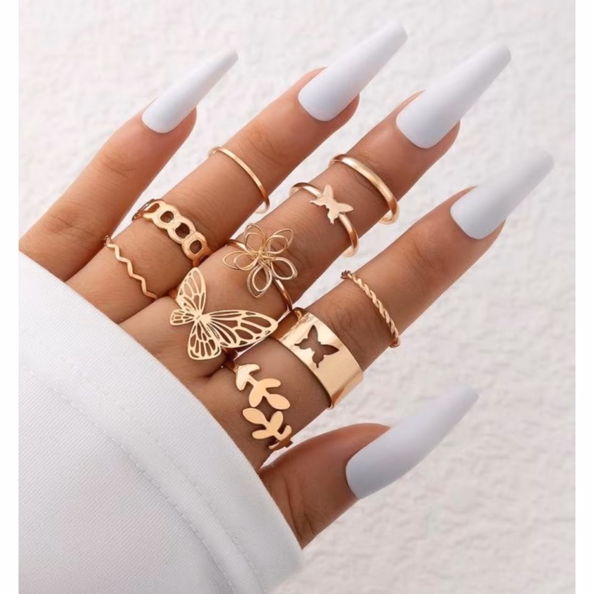 پک انگشتر  پروانه طلایی مجموعه ی 10 عددی
