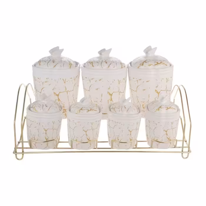 ست جا ادویه 7 پارچه ماکرو مدل ماربل