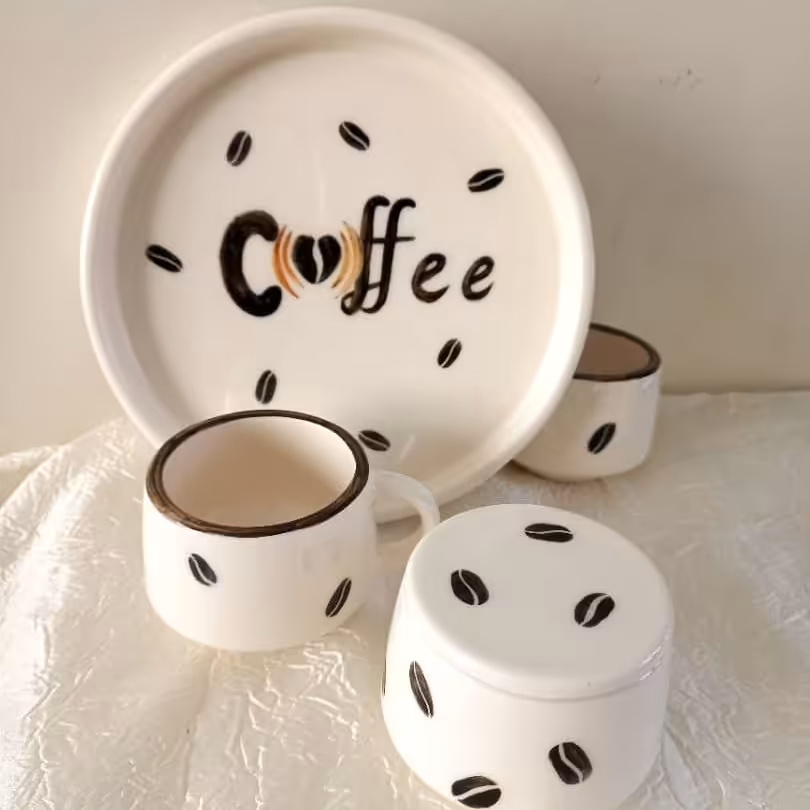 ست چای خوری دو نفره با قندان کد 6 سرامیکی دستساز 