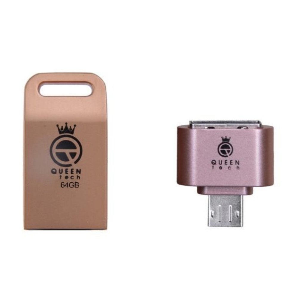 فلش مموری کوئین تک مدل UNIQUE PLUS ظرفیت 64 گیگا بایت به همراه مبدل OTG

