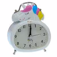 ساعت بیضی رومیزی زنگ دار سفید طرح یونی کورن