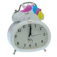 ساعت بیضی رومیزی زنگ دار سفید طرح یونی کورن