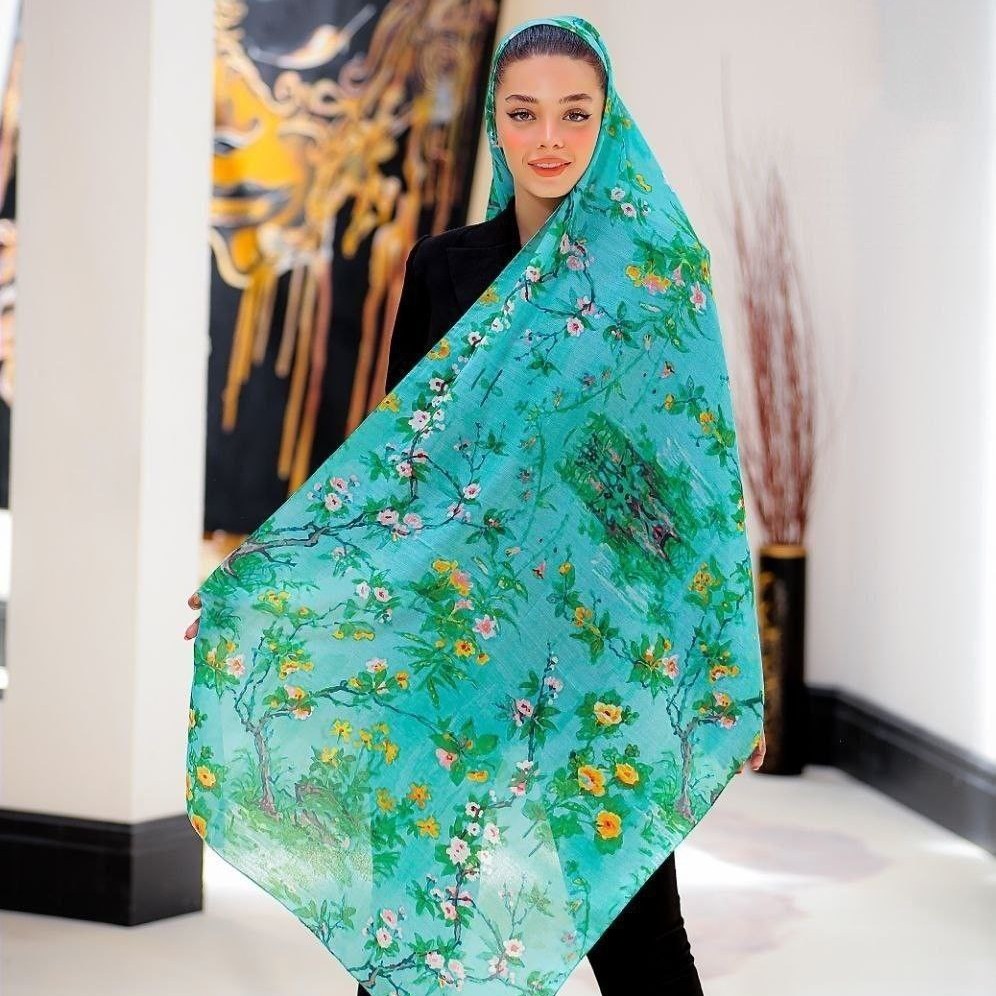 شال نخی اسپان مدل آبرنگی