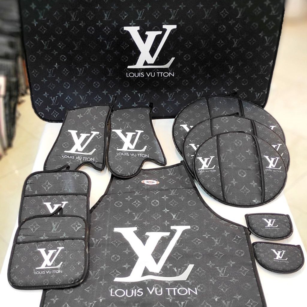 پیشبند و ممکنی آشپزخانه طرح LV سرویس 11 پارچه (پس کرایه)