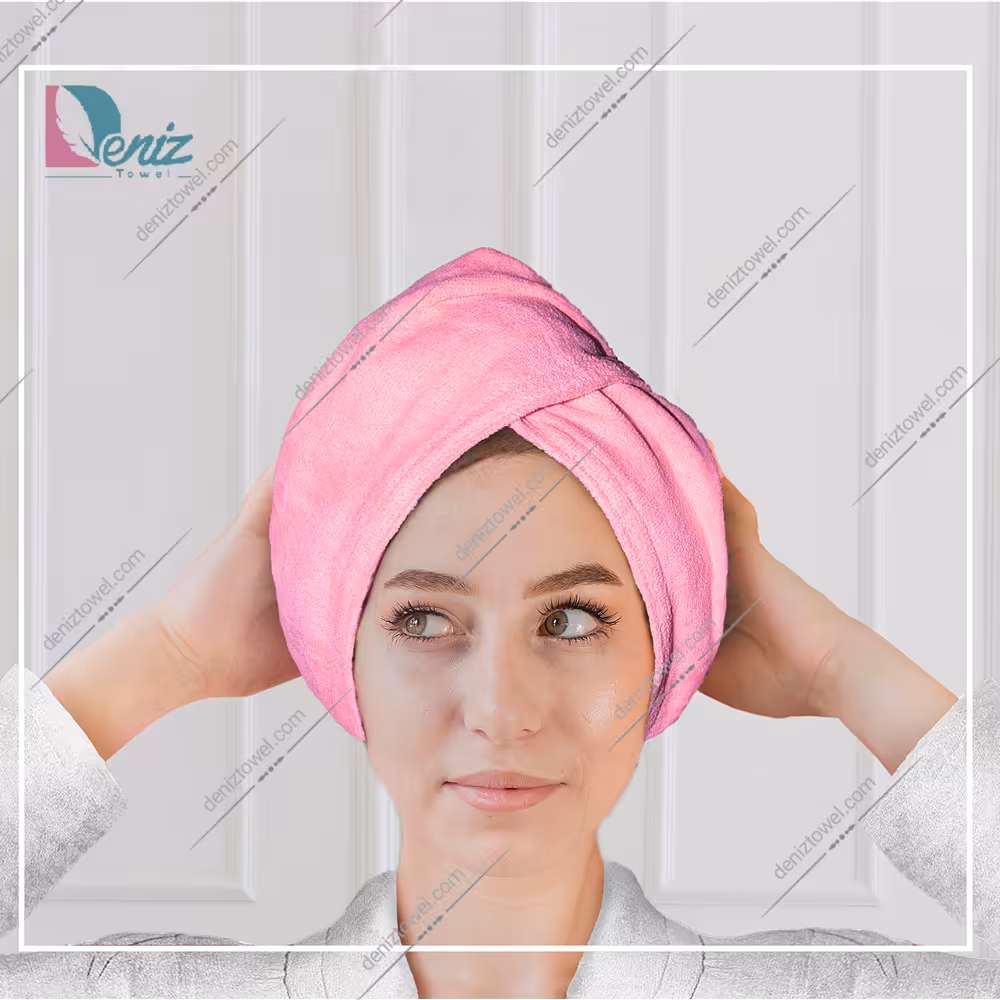 حوله سر طرح ساده مدل کلاه پیچ رنگ صورتی