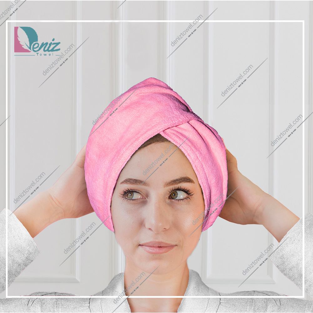 حوله سر طرح ساده مدل کلاه پیچ رنگ صورتی