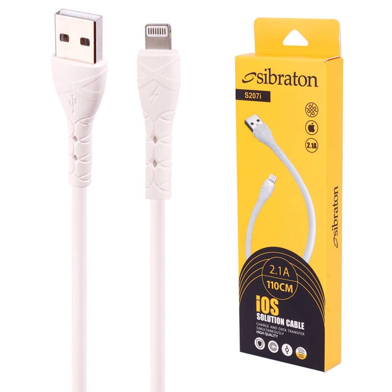 کابل شارژ آیفون سیبراتون 110 سانتی مدل Sibraton S207i                           