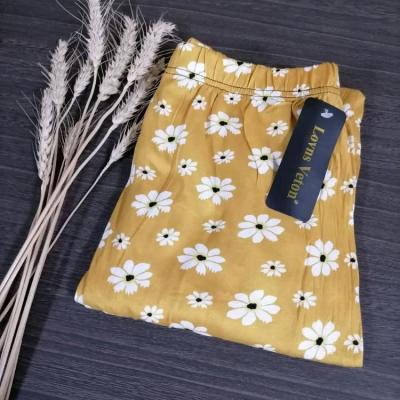 شلوار نخی گیاهی دخترانه شلوار گیاهی وارداتی بابونه شلوار راحتی زنانه