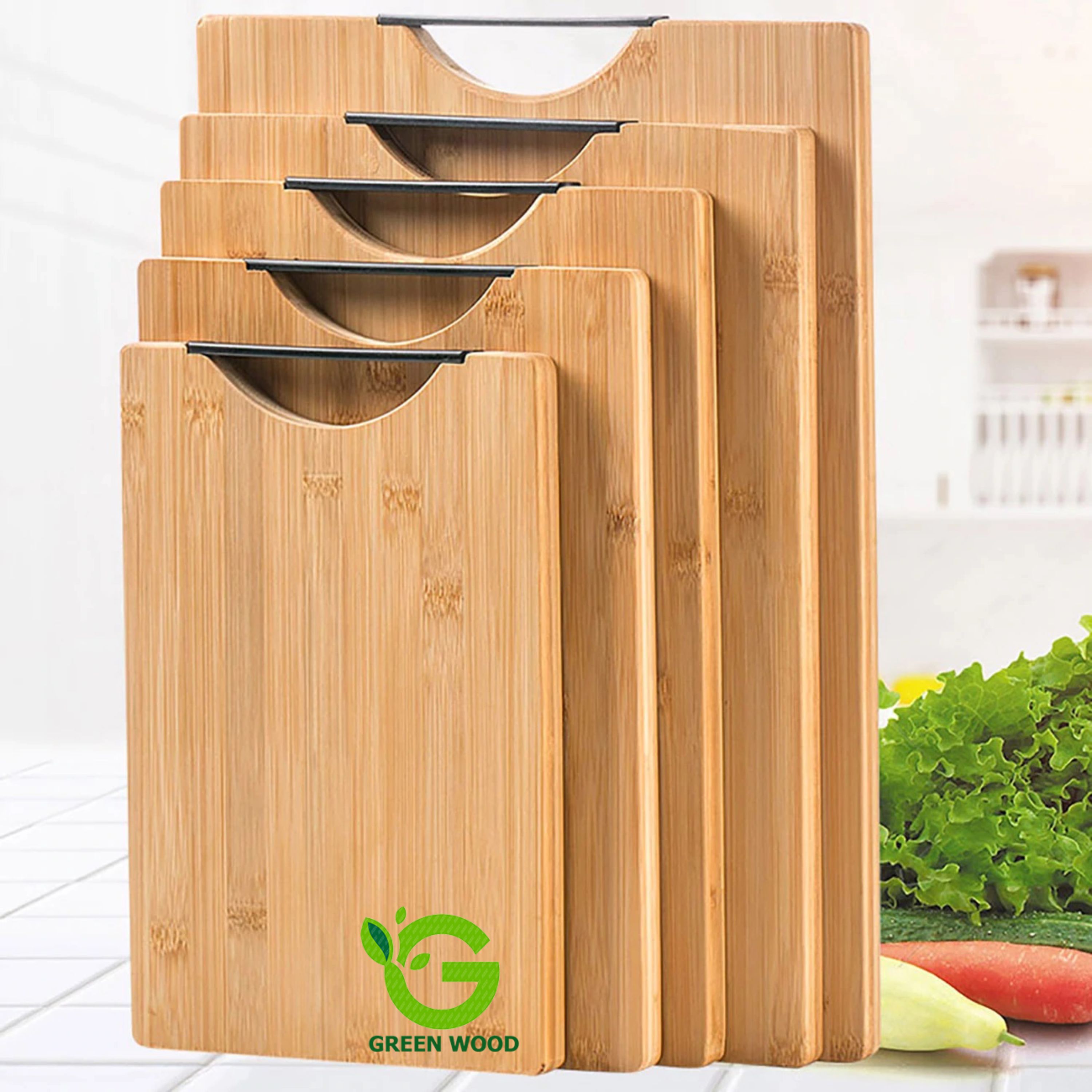 ست تخته برش گوشت 5 تکه چوبی بامبو کد Gw11002