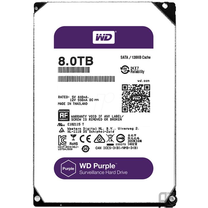 هارددیسک اینترنال وسترن دیجیتال سری Purple مدل WD80PUZX ظرفیت 8 ترابایت
