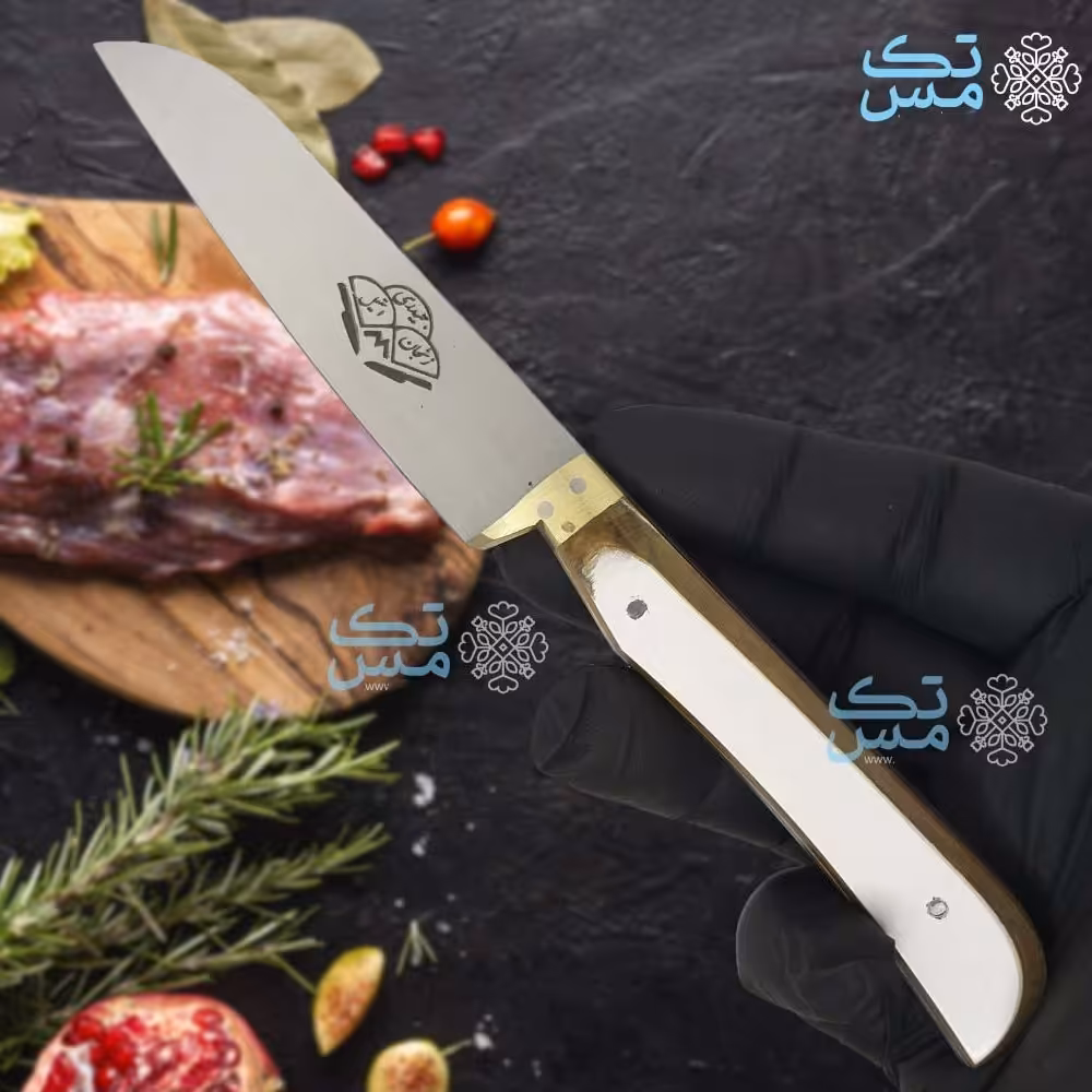 چاقوی آشپزخانه حیدری دسته کائوچو سفید سایز مینی