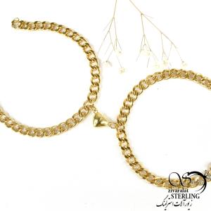 دستبند ست استیل طرح قلب طلایی