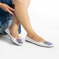 کفش های کلاسیک سفید زنانه باله چرمی واقعی FOLLİNİ