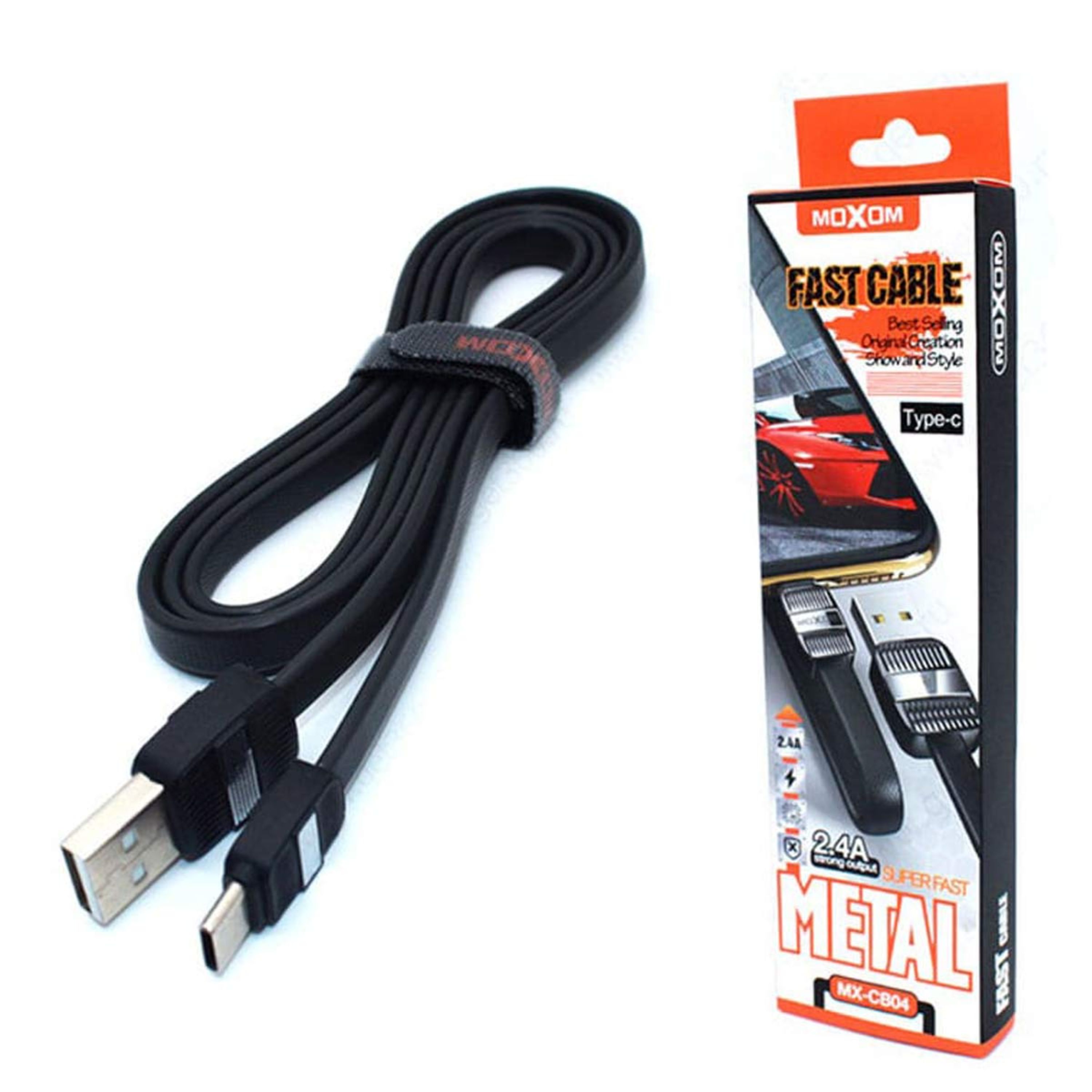 کابل شارژ تایپ سی Moxom مدل MX-CB04 طراحی فلت و تخت