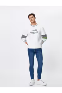 شلوار جین آبی مردانه Skinny Fit Michael Jean Koton