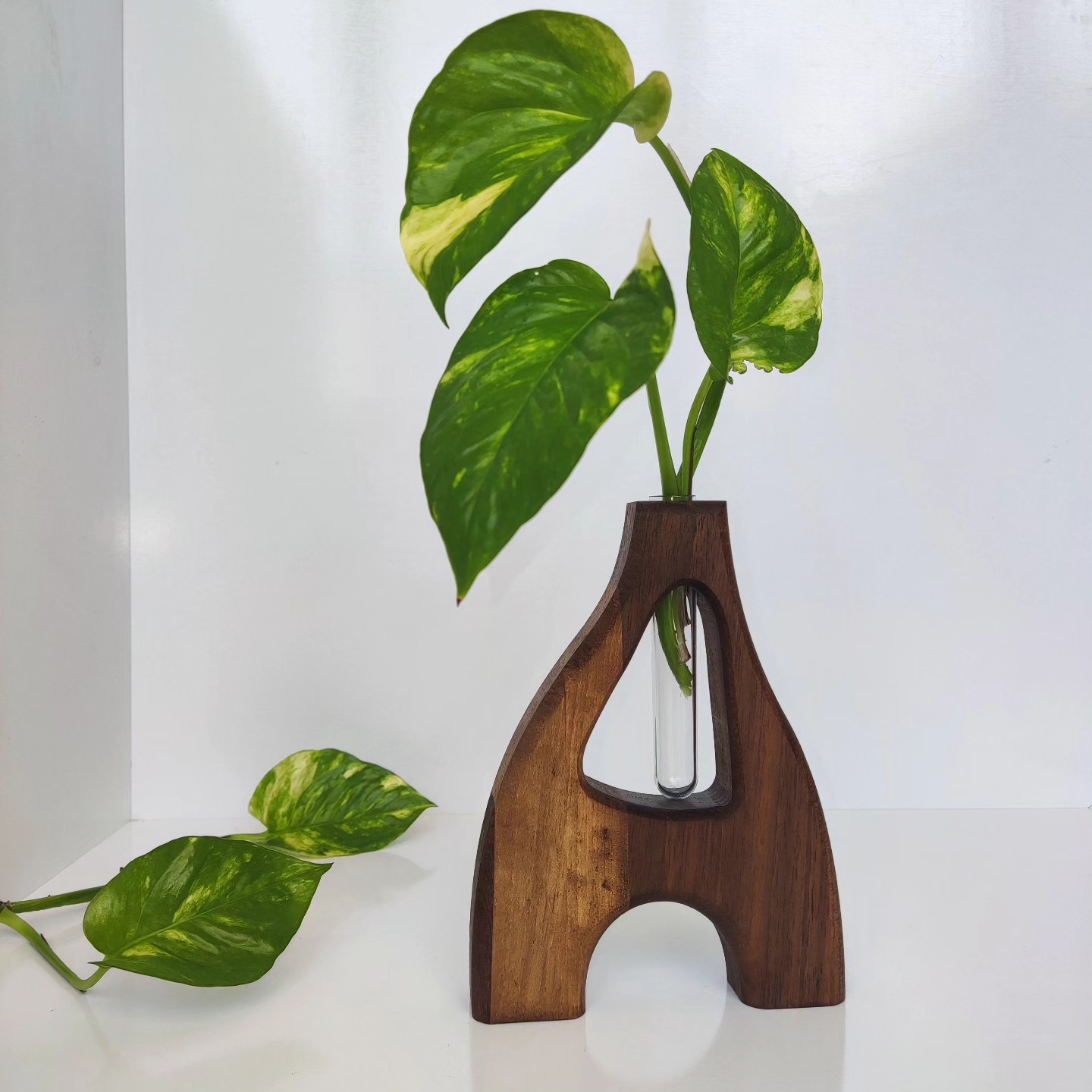 گلدان دو بعدی چوبی شیشه خور 