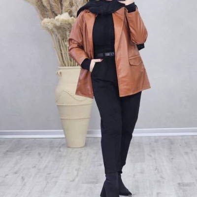 مانتو چرمی آستردار
