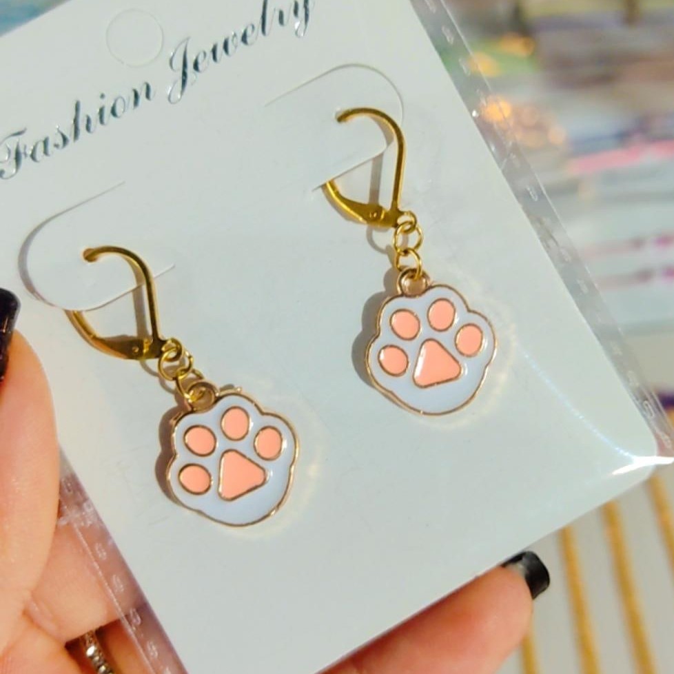 گوشواره استیل رنگ ثابت پنجه گربه آویزی حلقه چفتی